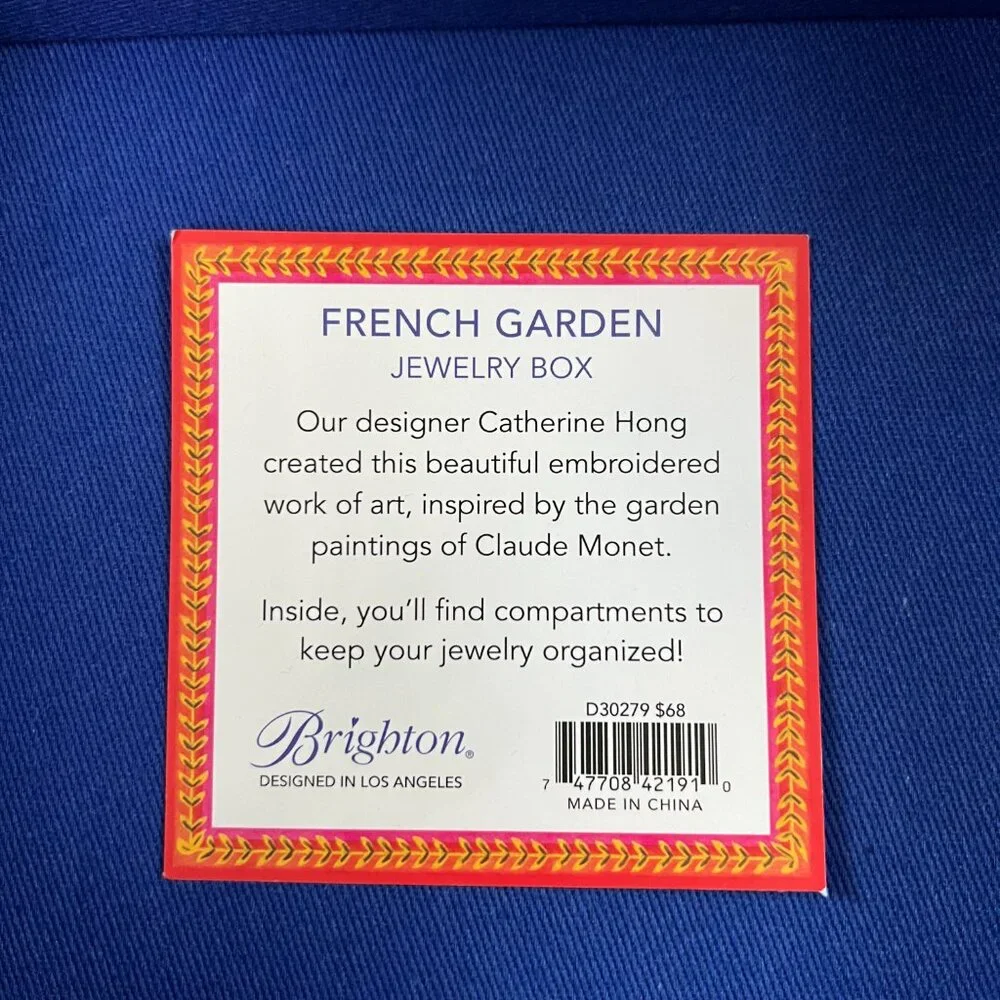 NEW Brighton French Garden Floral Embroidered Jewelry Box